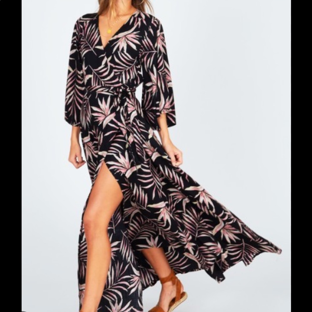 Amuse Society Black and Pink Maxi Dress